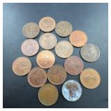16 Canada One Cent Coins Assorted Dates