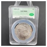 1884-CC Morgan Silver Dollar CAC MS62