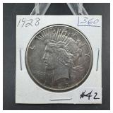RARE 1928 Peace Silver Dollar - lowest mintage of
