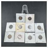 Lot of ten Indian Head Pennies (1900-1909)