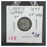 1877 Liberty Seated Dime - VF Detail