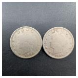 1902 & 1909 Liberty Head V Nickel Coins Pair