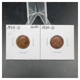 1928-D & 1929-D Lincoln Wheat Pennies