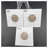 3 Liberty Head V Nickels 1887 1890 1907