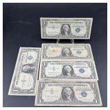 Lot of five 1957 Silver Certificates
