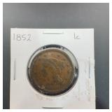 1852 Liberty Head Large Cent Copper Coin