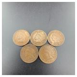 Five Indian Head Cents 1880ï¿½1906 US Coins
