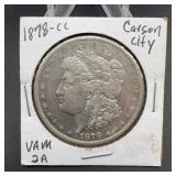 1878-CC Morgan Silver Dollar VAM 2A Carson City