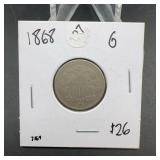 1868 Shield Nickel Five Cent US Coin
