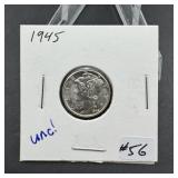 Uncirculated 1945 Mercury Silver Dime