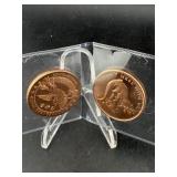 Two 1 Troy Oz .999 Fine Copper Rounds