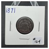 KEY DATE! 1871 Shield Nickel