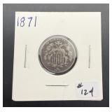 KEY DATE! 1871 Shield Nickel