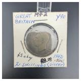 1942 Great Britain 2 Shillings Silver Coin