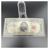 1963 Five Dollar Red Seal US Note A60867032A