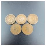 Five Indian Head Cents 1881-1907