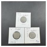 V-Nickel 3 coin Lot: (1900-03-04)
