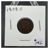 KEY DATE 1908-S Indian Head Penny - nice detail