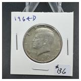 1964-D Kennedy Silver Half Dollar (90%)