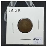 Rare 1868 Indian Head Penny, Semi Key