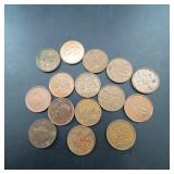 Canadian 1 Cent Penny Coins, 1942-1969 Assorted