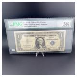 1935F $1 Silver Certificate PMG 58 EPQ