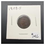 KEY DATE 1908-S Indian Head Penny - nice detail