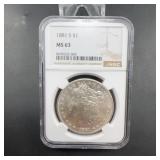 1881-S Morgan Silver Dollar NGC MS63