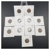 10 Indian Head Cents 1882-1909