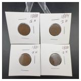 1880s Indian Head Cent Penny Lot, 4 Coins
