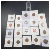 US Wheat Cent Collection 1909-1956, 18 Coins