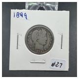 1899 Barber Silver Quarter