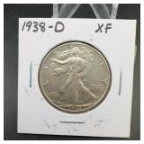 1938-D Walking Liberty Half Dollar XF