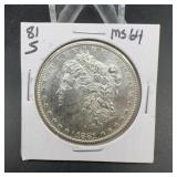 1881-S Morgan Silver Dollar MS64
