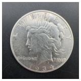 1934 S Peace Silver Dollar Coins Pair