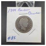 1899 Barber Quarter Dollar Coin