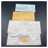 4 Historic Bank Checks 1883-1968