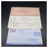 Three Historic Cancelled Checks 1915-1989