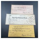 Three Canceled Bank Checks 1898ï¿½1943 Delaware NJ