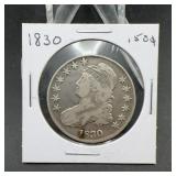 1830 Capped Bust Half Dollar 50C Silver Coin