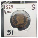 1829 Classic Head Half Cent Coin