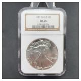 1987 American Silver Eagle $1 NGC MS69