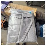 Gray Knit Throw Blanket in Plastic Bag
