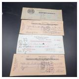 Four Historical Canceled Bank Checks 1915-1933