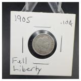 1905 Barber Dime Liberty Head Silver Coin