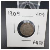1909 Barber Dime United States 10 Cents