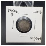 1906-S Barber Dime 10ï¿½ Extra Fine Condition