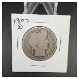 1907-D Barber Half Dollar