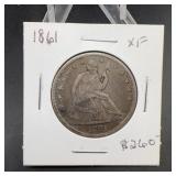 1861 Liberty Seated Half Dollar Coin