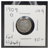 1909-O Barber Dime 10ï¿½ XF+ Full Liberty